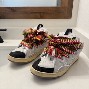 Lanvin White and Black Sneakers with Fringe Detail